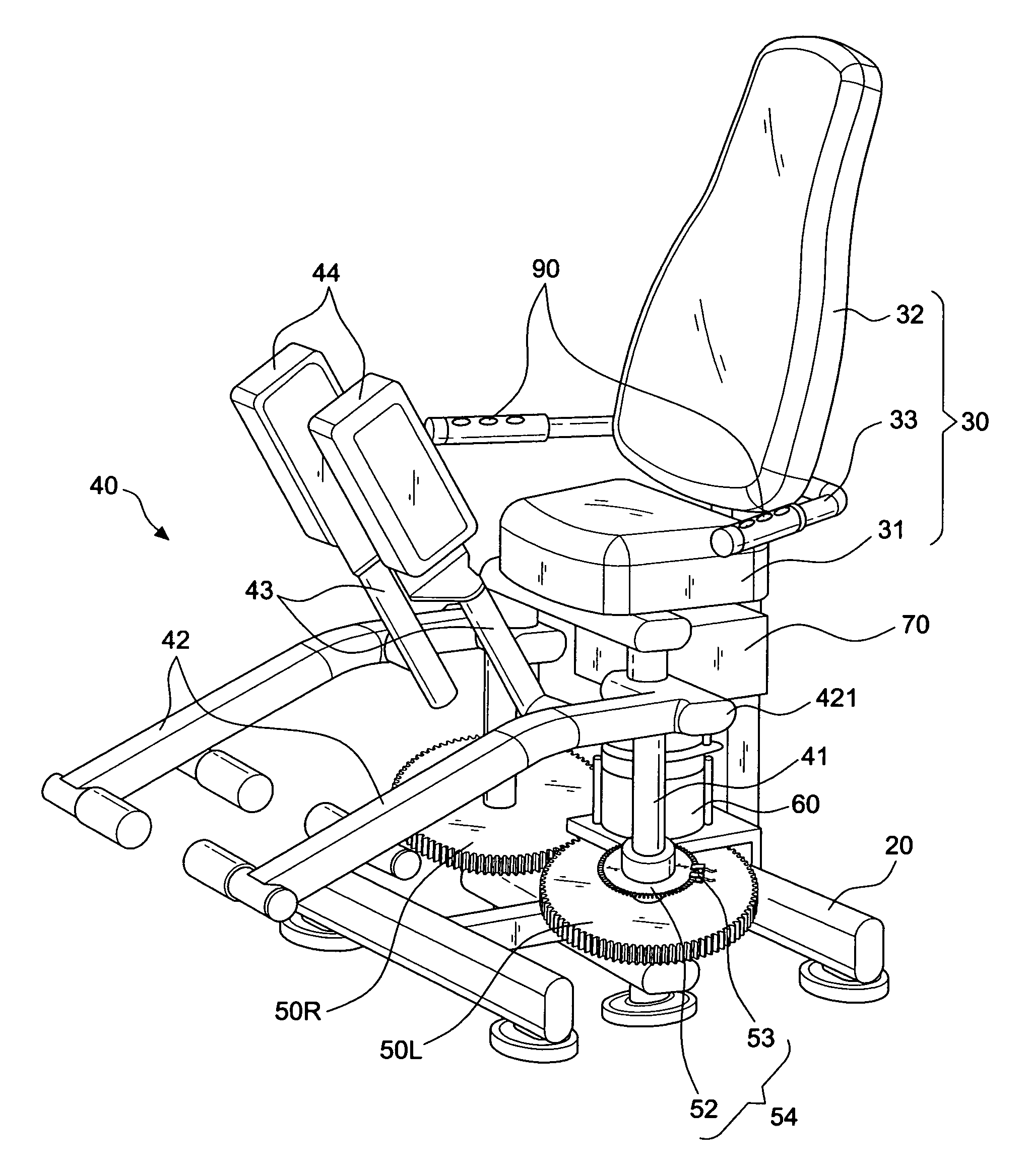 Loading device of leg extension machine