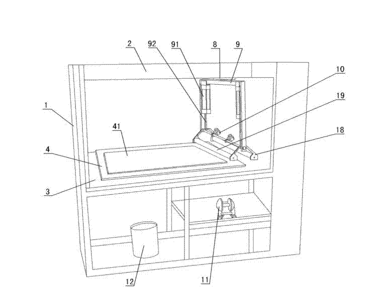 Spraying device for cool transfer printing machine