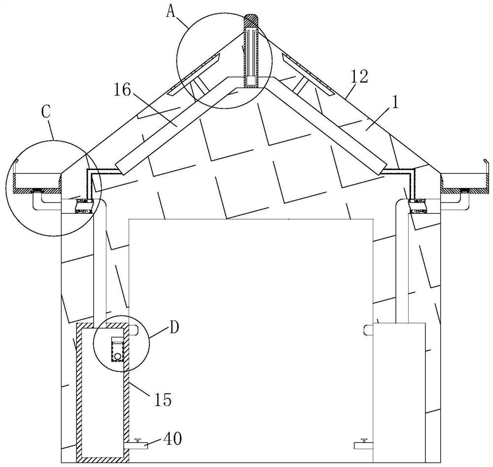 Environment-friendly outdoor rain and snow collecting and recycling device used in cooperation with building