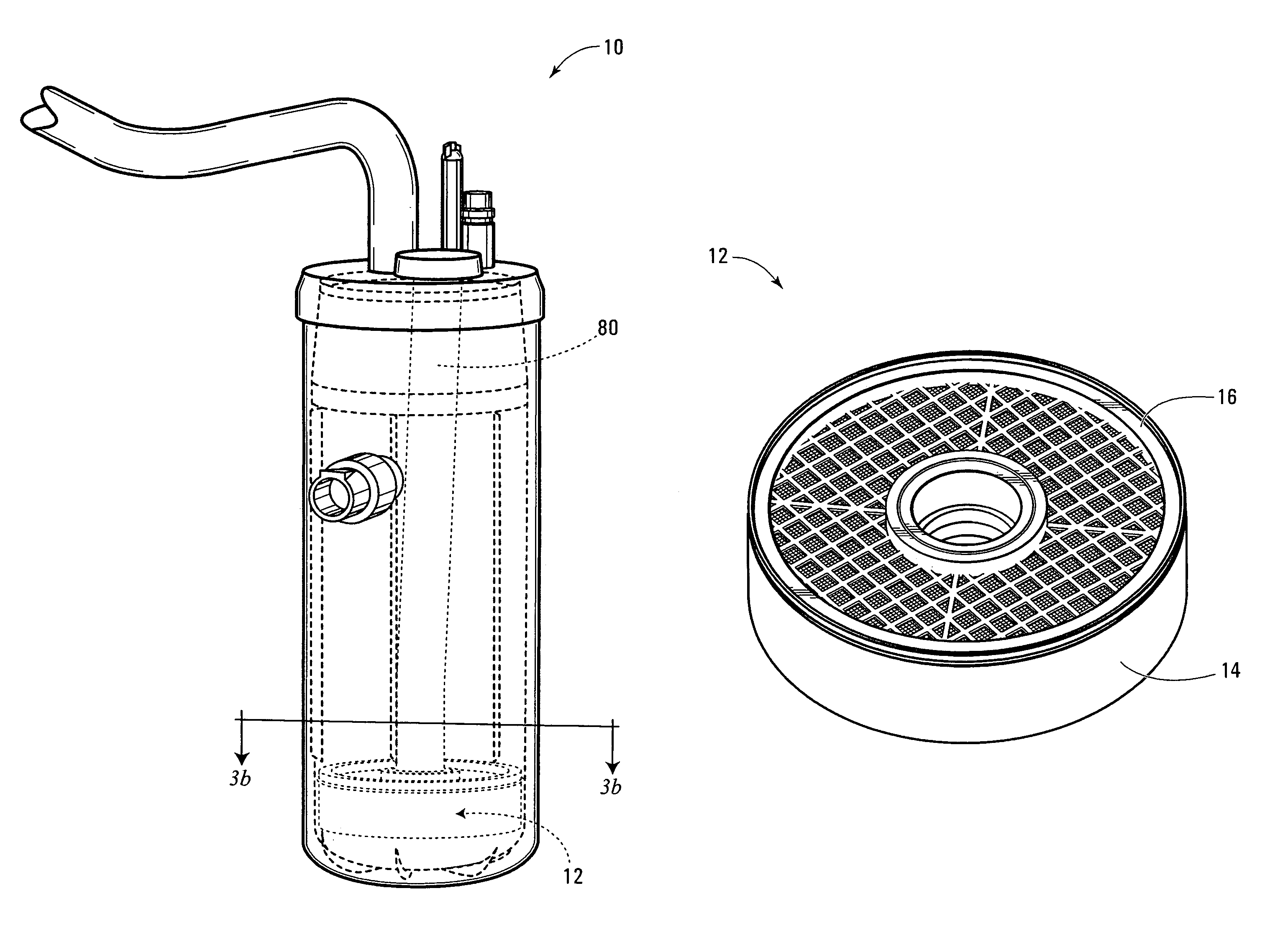 Desiccant cup with integral filter