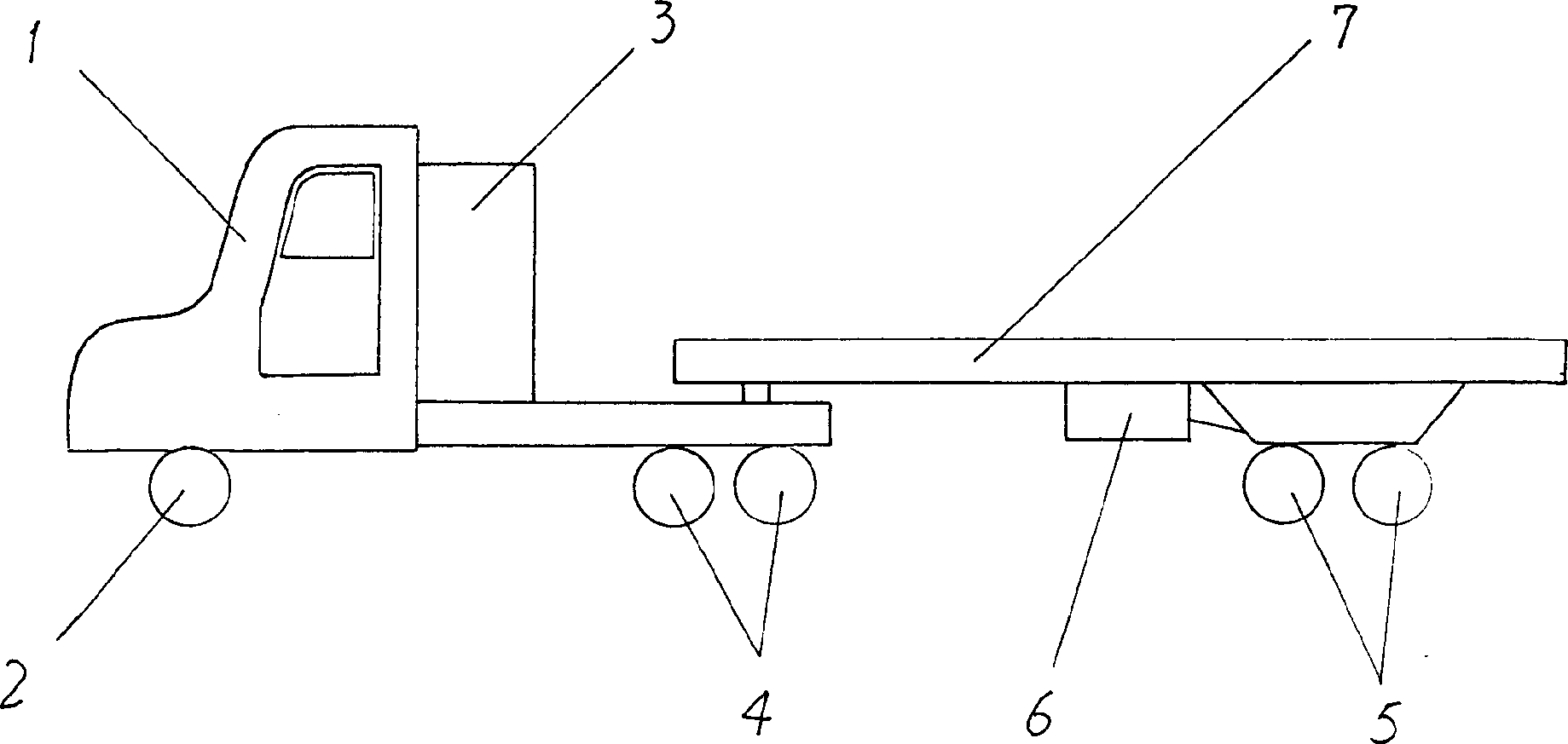 Mixing power driven semi-mounted type lorry