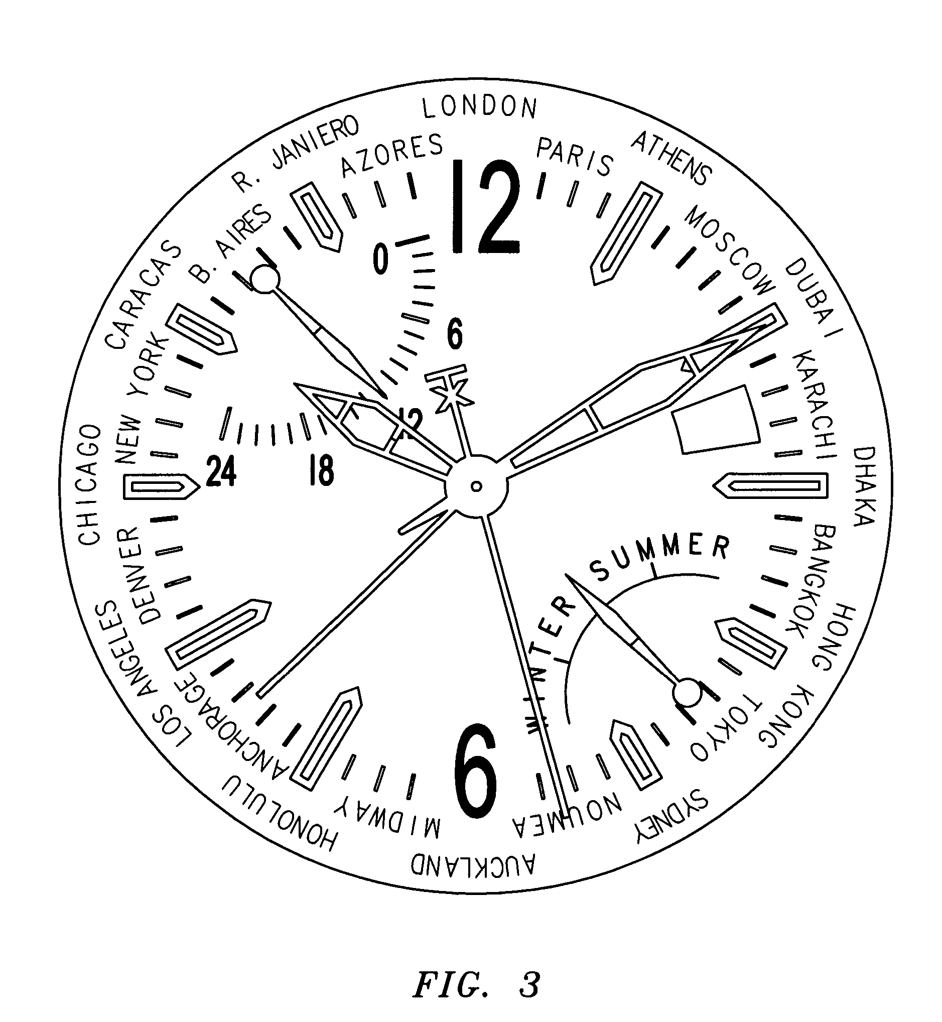 Timepiece with multiple location time indicator