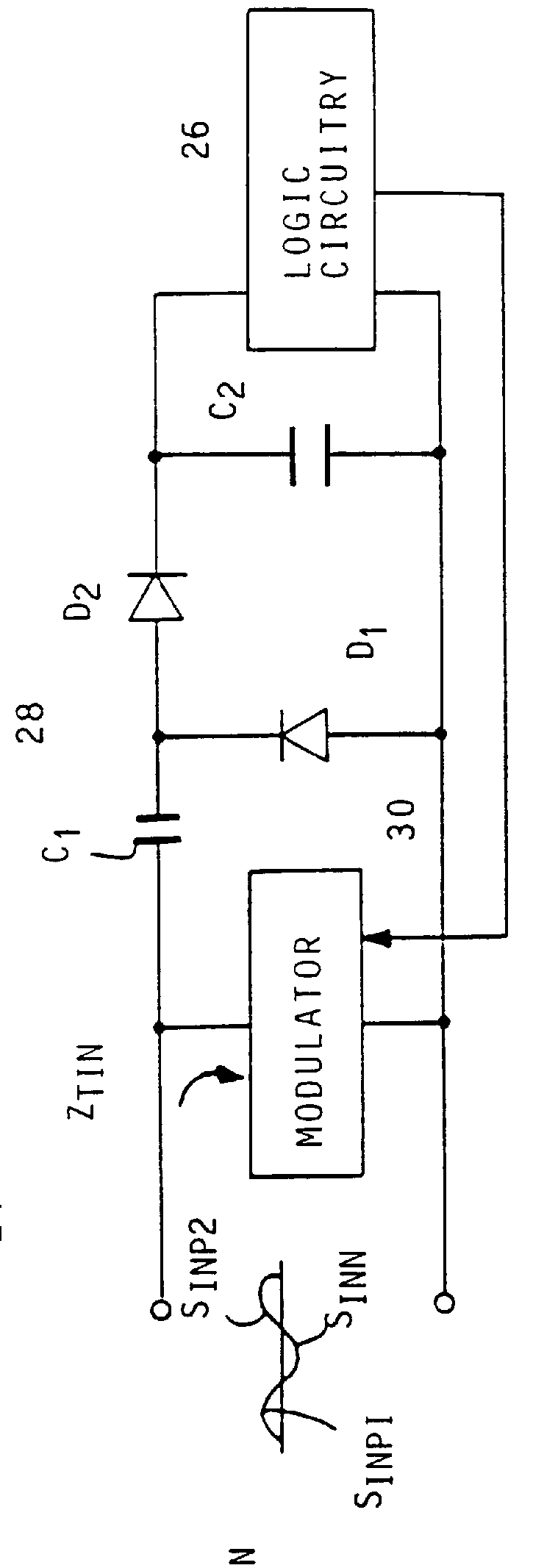 High impedance transponder with improved backscatter modulator for electronic identification system