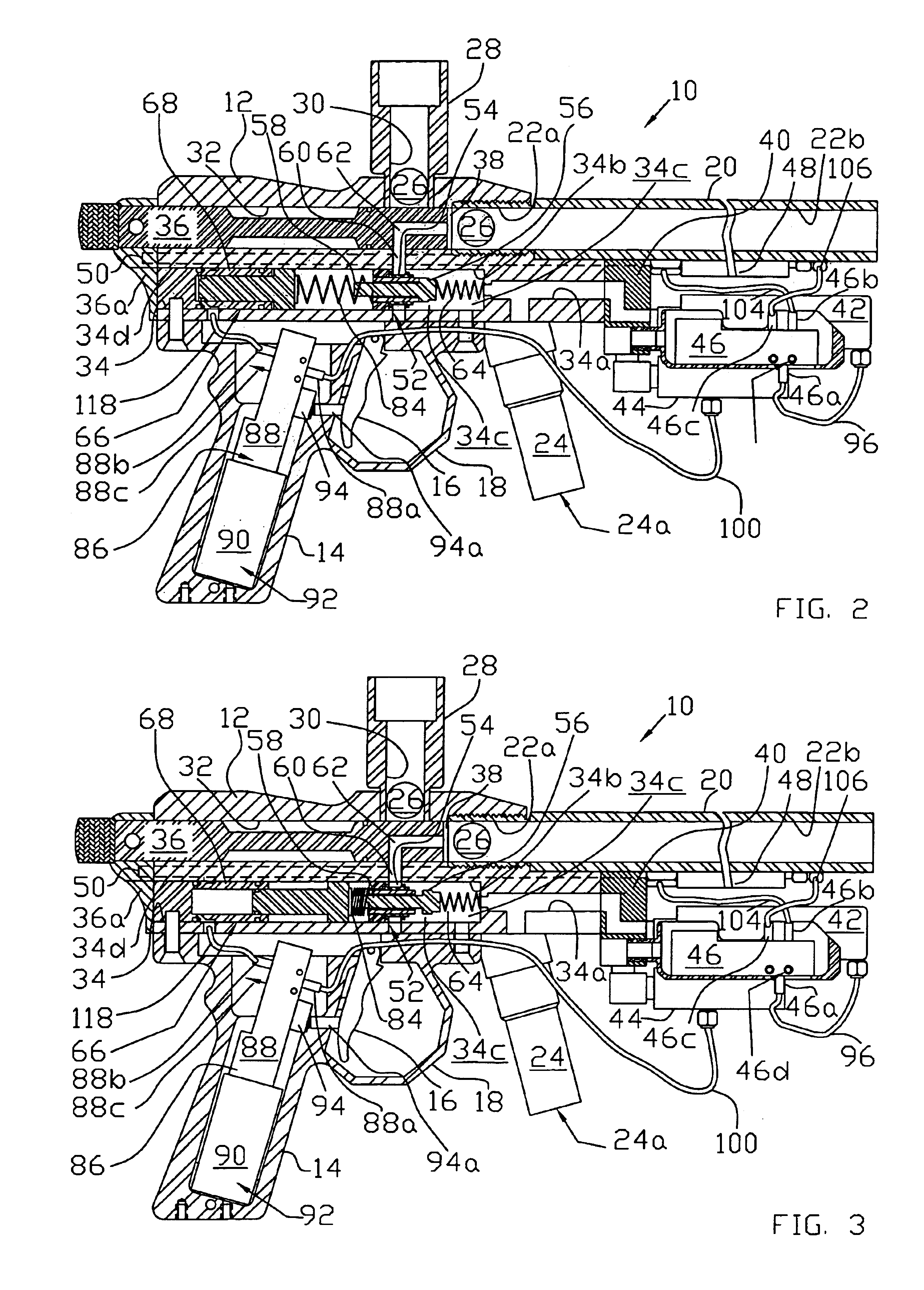 Electropneumatic paintball gun, method of making and operating, and retrofit kit assembly