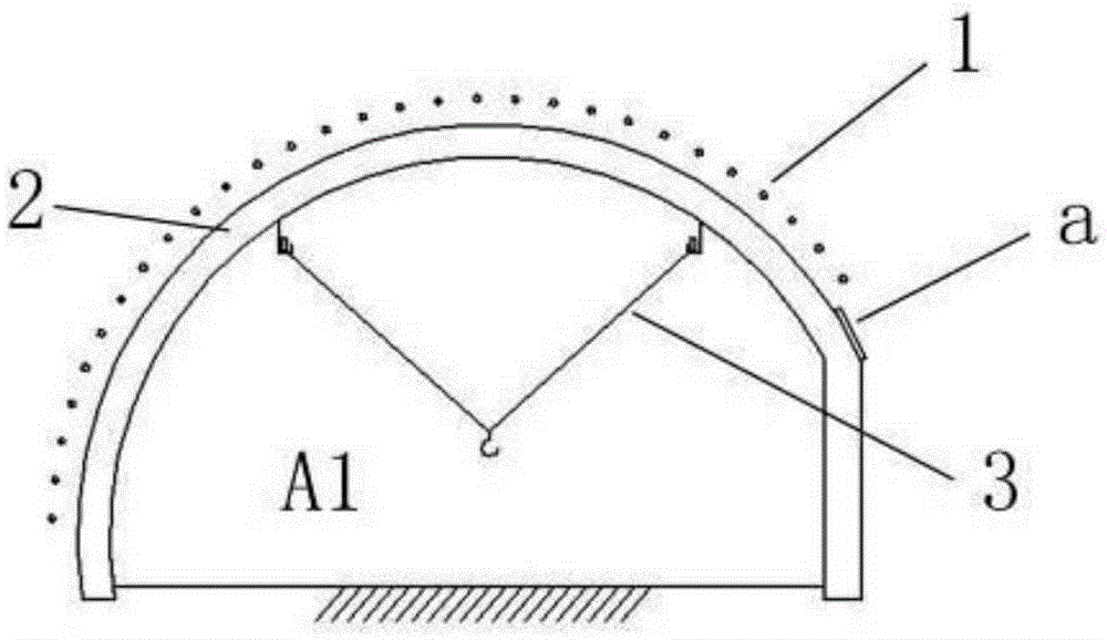 Construction method for initial supporting arch secondary-lining independent tunnel excavation and structures