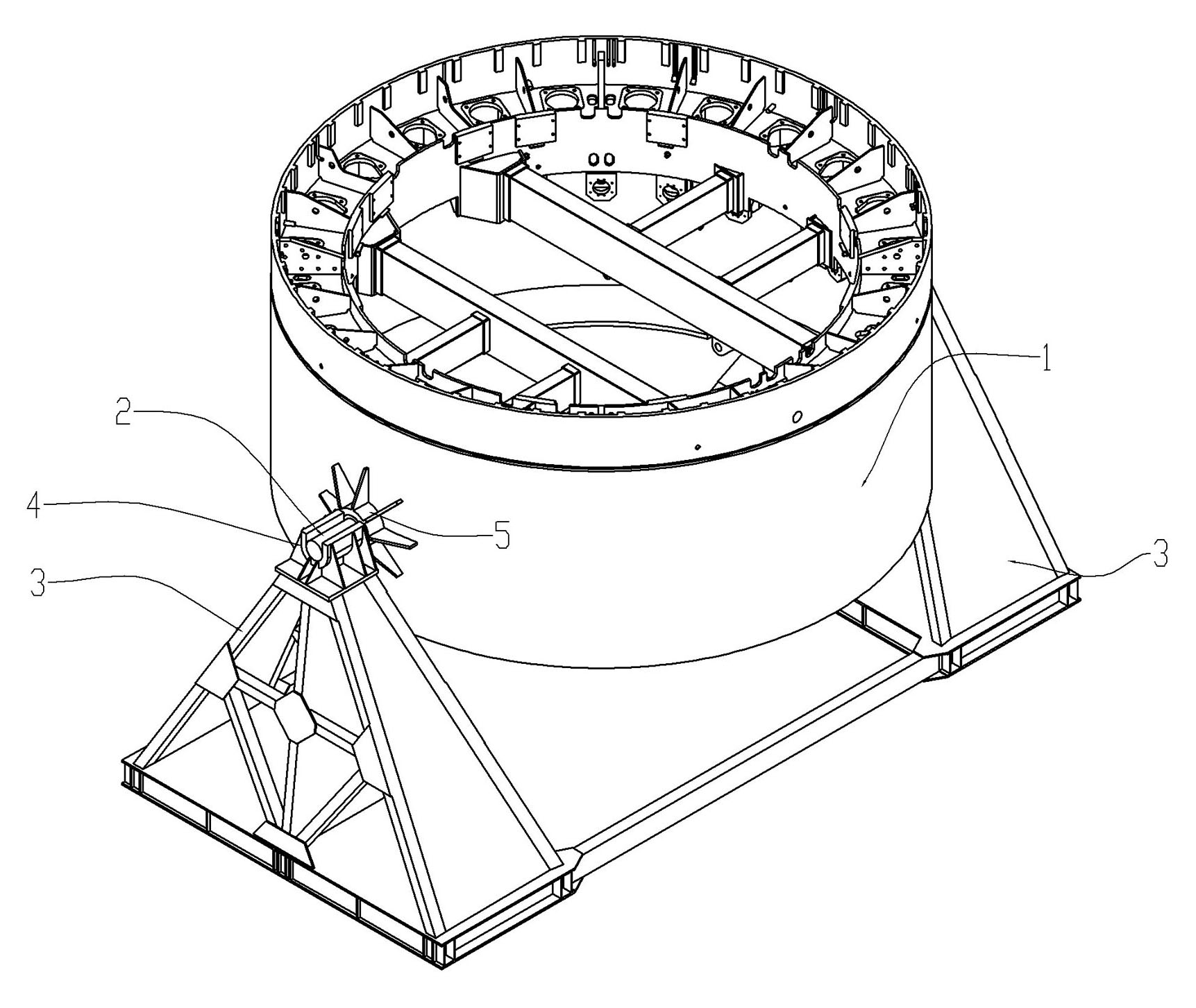 Turning-over method, structure and device for large-scale equipment