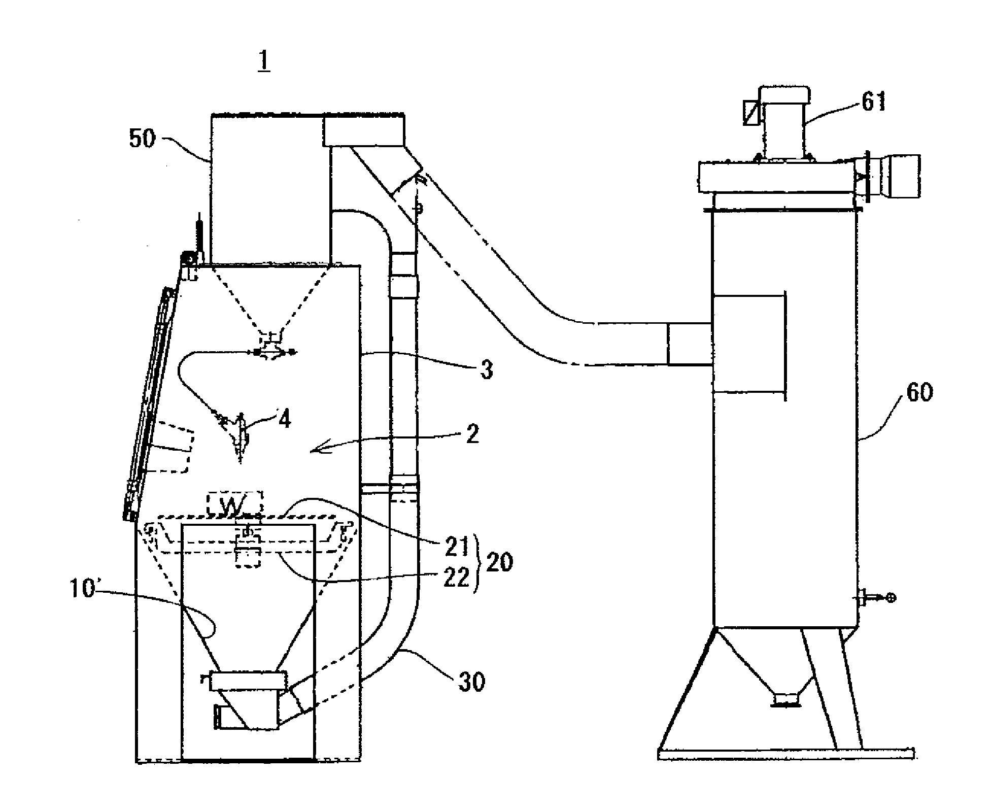 Abrasive-recovery mechanism in blasting machine