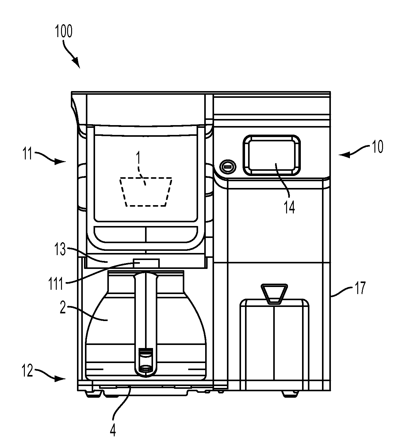 Beverage machine with carafe compatible drip tray