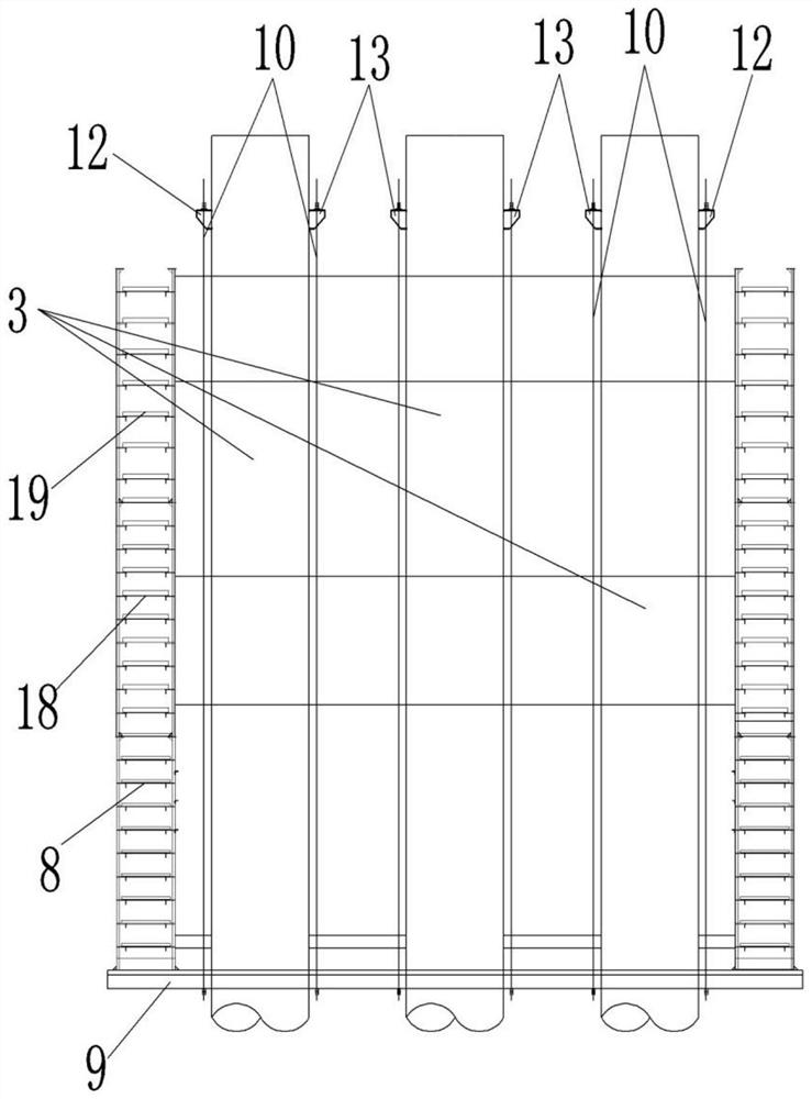 Cofferdam hoisting and lowering construction device and cofferdam hoisting and lowering construction method