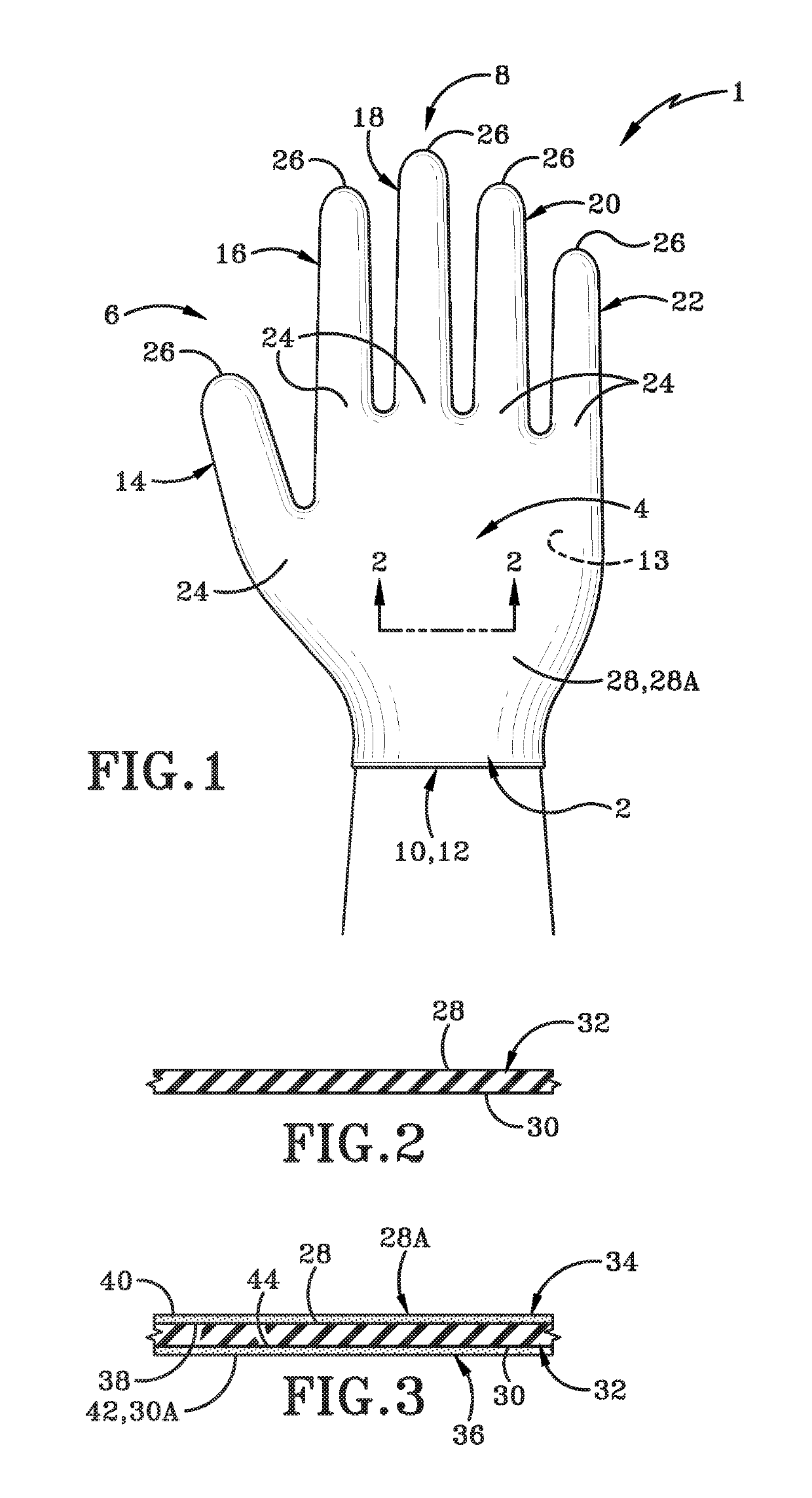 Glove with fingertip regions of a reduced circumference