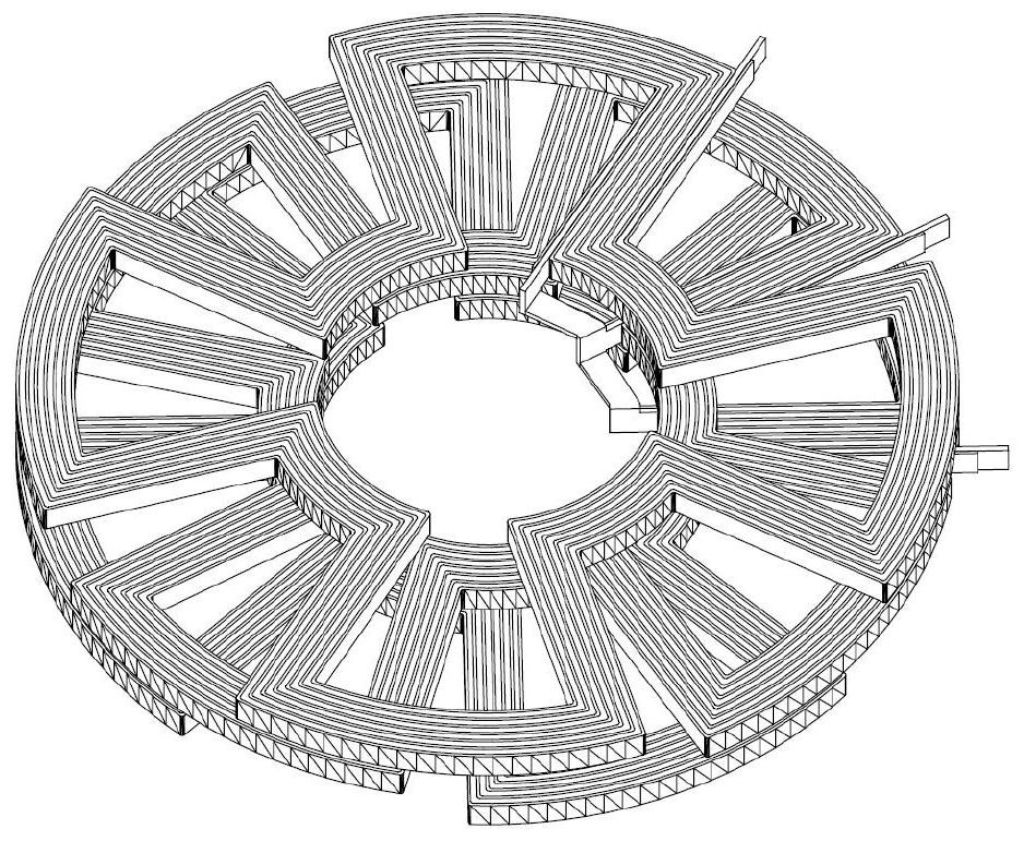 Winding structure of disc-type coreless permanent magnet motor and manufacturing method of winding structure