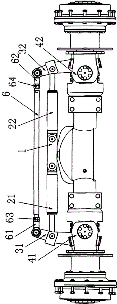 A rear axle wheel side tire steering drive assembly