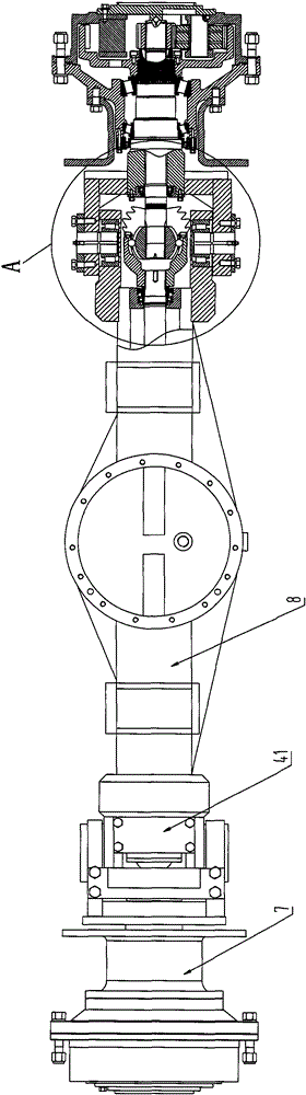 A rear axle wheel side tire steering drive assembly