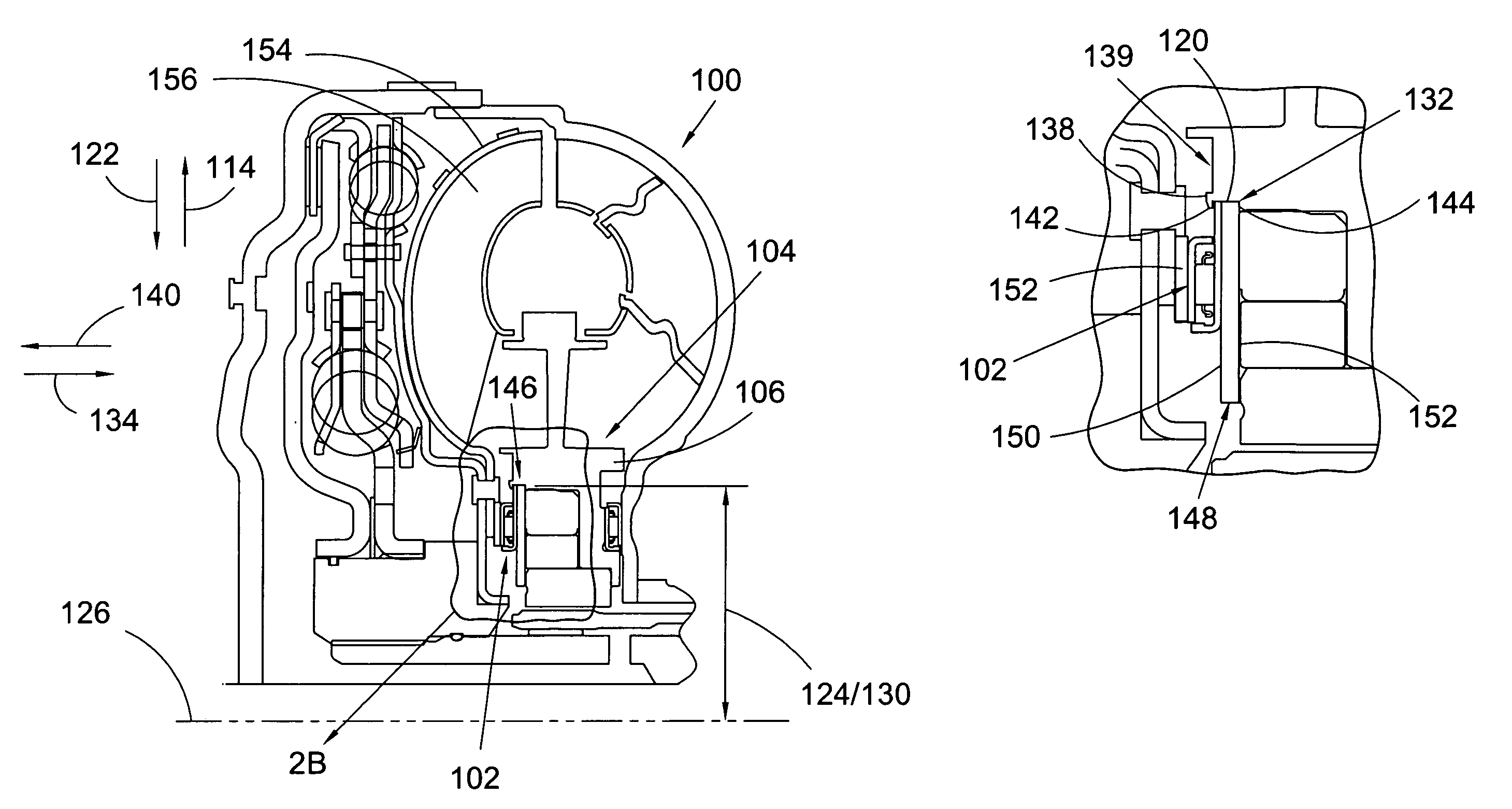 Torque converter rurbine side bearing centering and retention on the stator