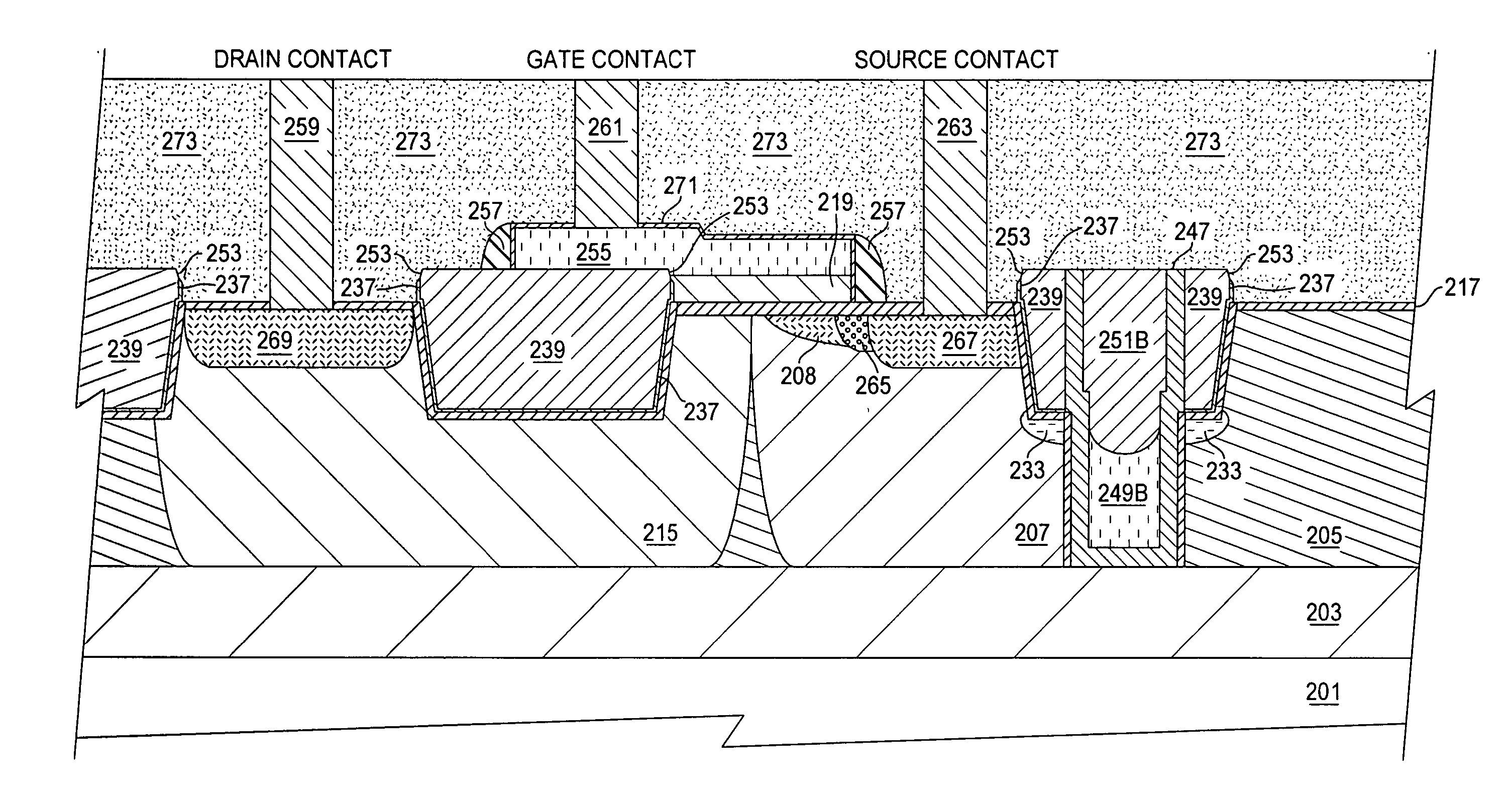 Reduced electric field DMOS using self-aligned trench isolation