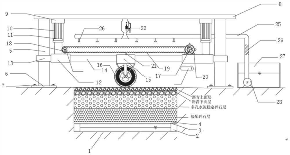 A model test system and method for permeable asphalt pavement permeability attenuation