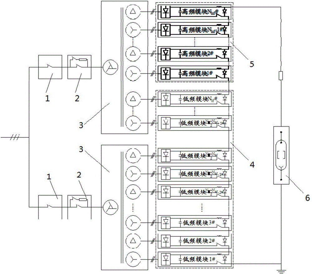 PSM high-voltage power supply system and feedback control realization method therefor