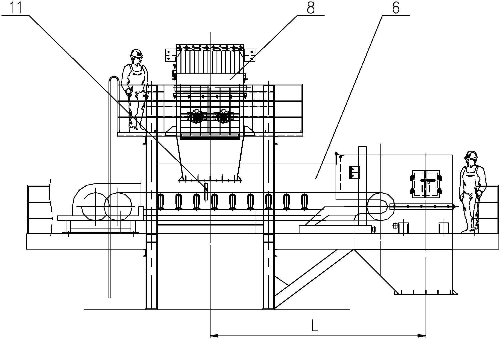 Unloading trolley with material separation device