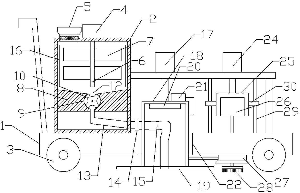 Pre-heating and cleaning construction device for traffic road maintenance