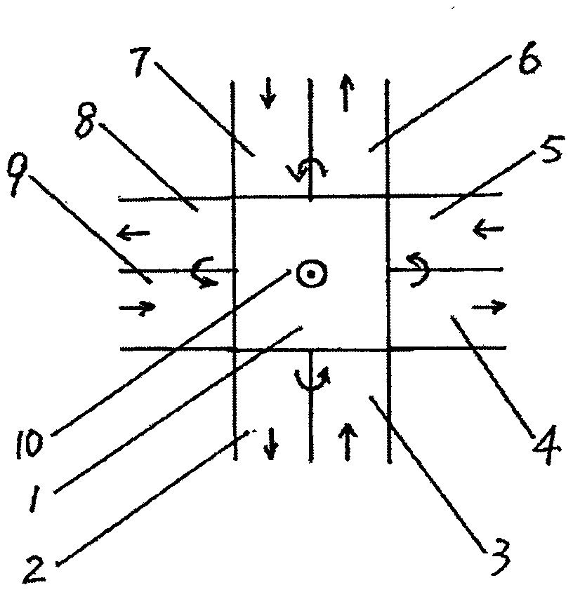 Method for travelling of motor vehicles at intersection in mode of going straight or turning right firstly and then turning left and specific lane