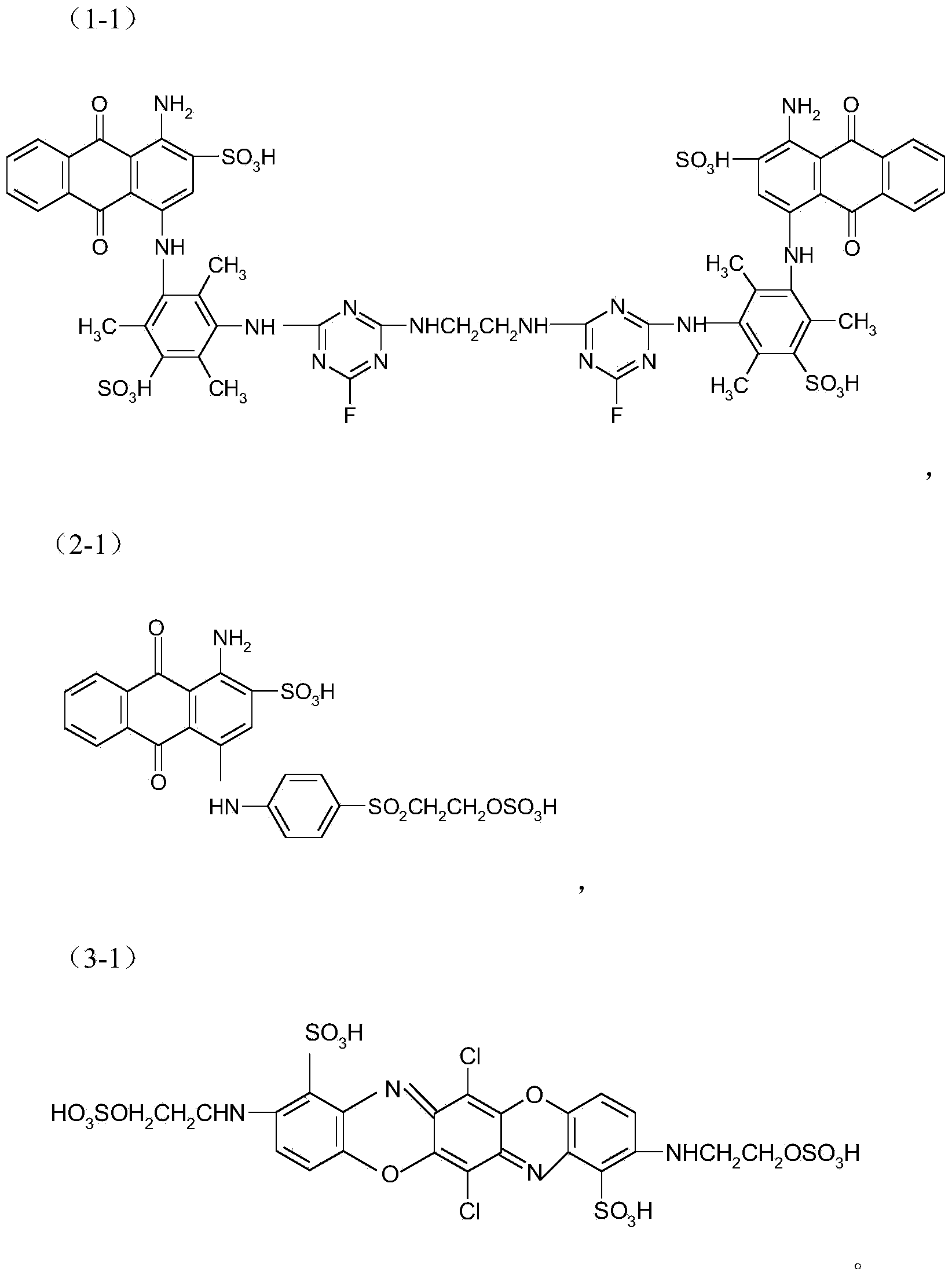 Blue active dye mixture and preparation and application thereof