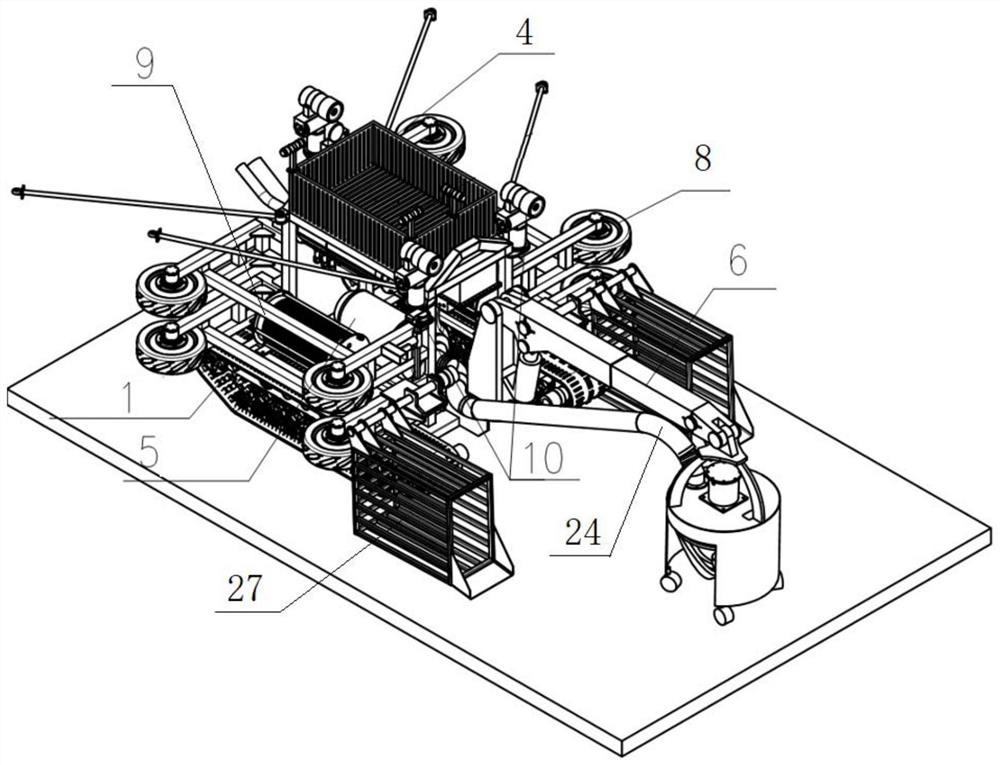 A twisting suction dredging robot with a crawler chassis swinging from side to side with self-correcting function