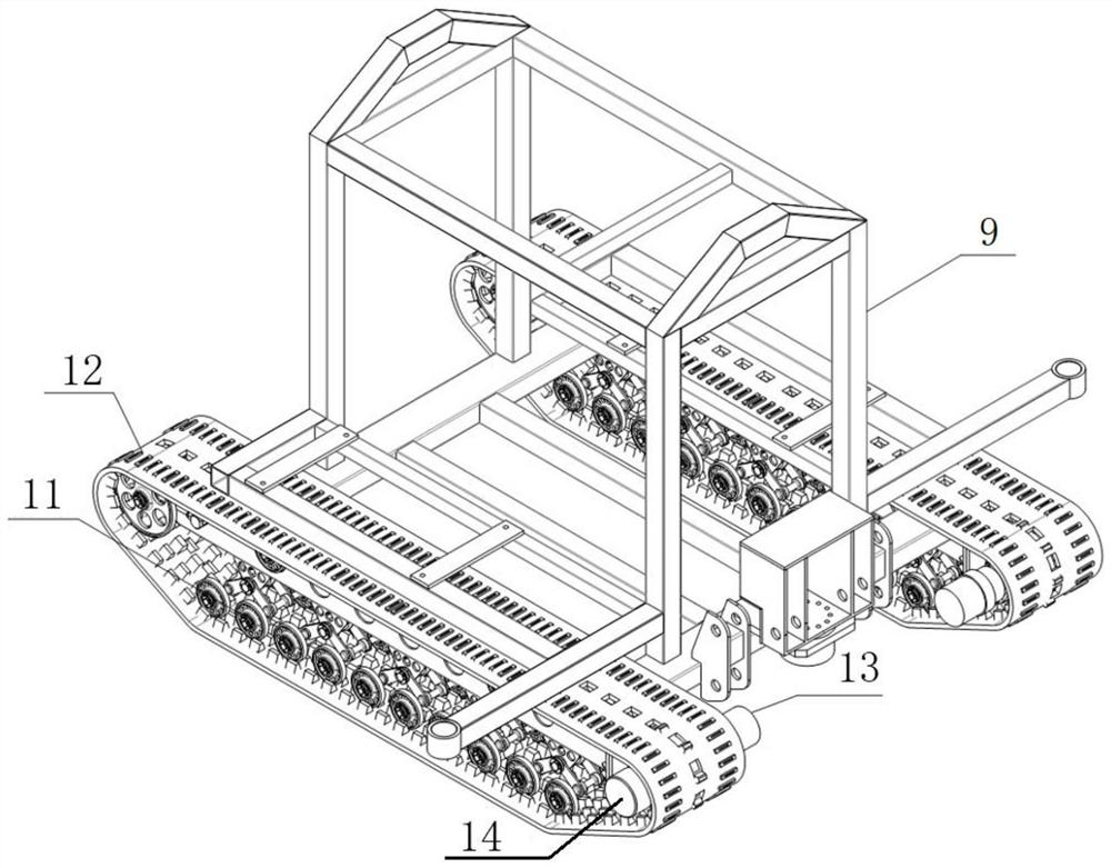 A twisting suction dredging robot with a crawler chassis swinging from side to side with self-correcting function