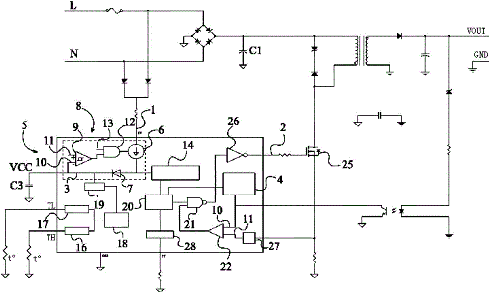 Circuit reducing electromagnetic interference and increasing peak power through adjusting pulse