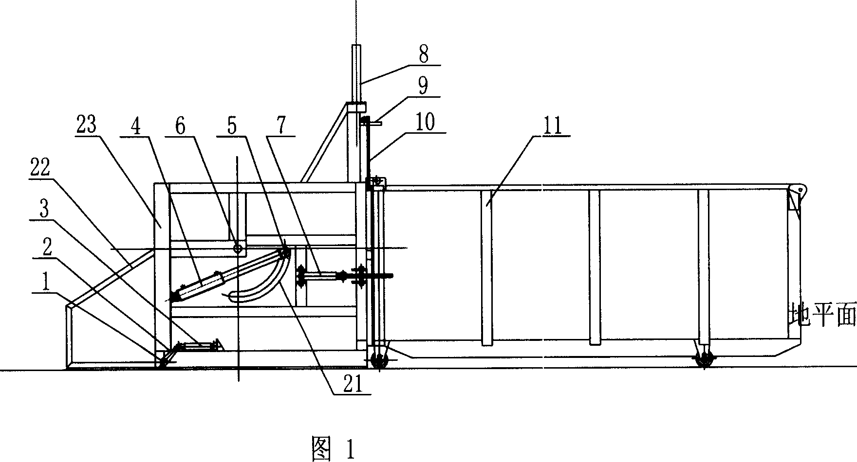 Horizontal machine for loading and compressing garbage