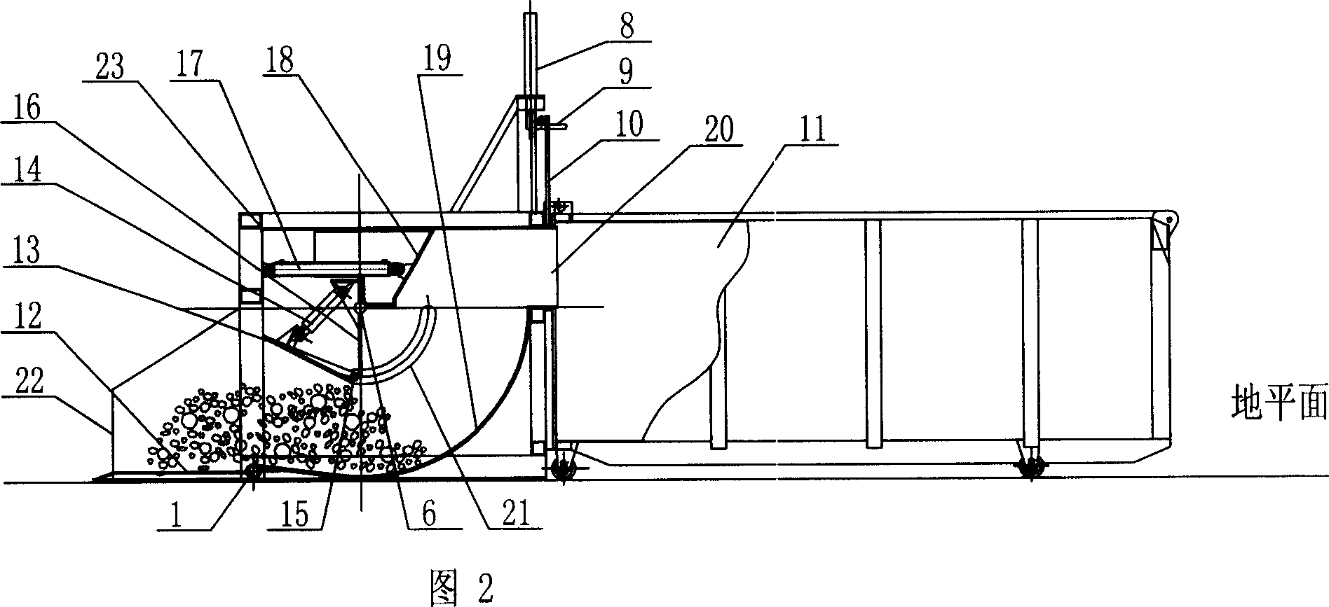 Horizontal machine for loading and compressing garbage