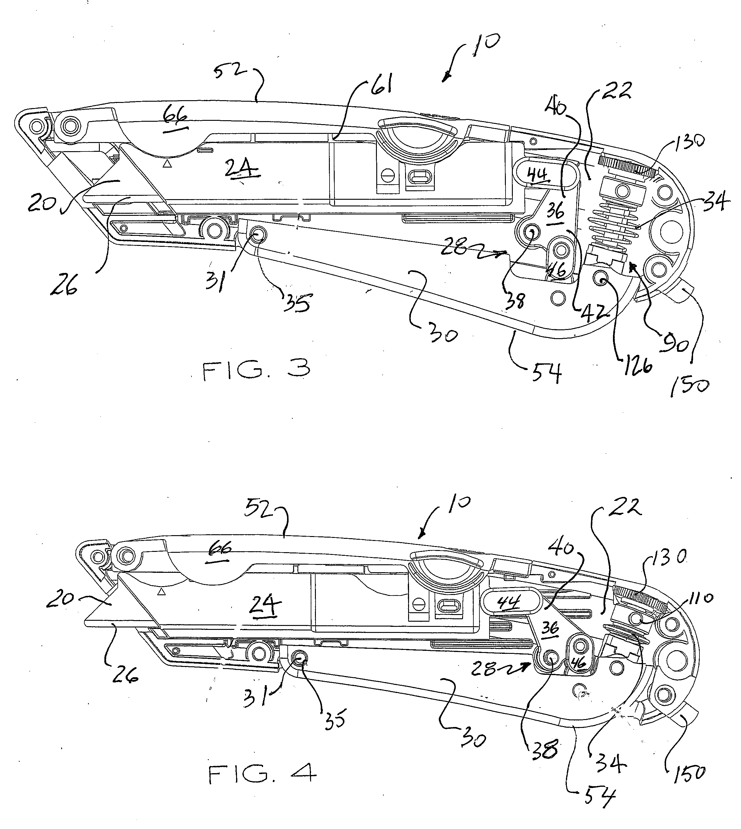 Box cutter with grip-actuated blade extension