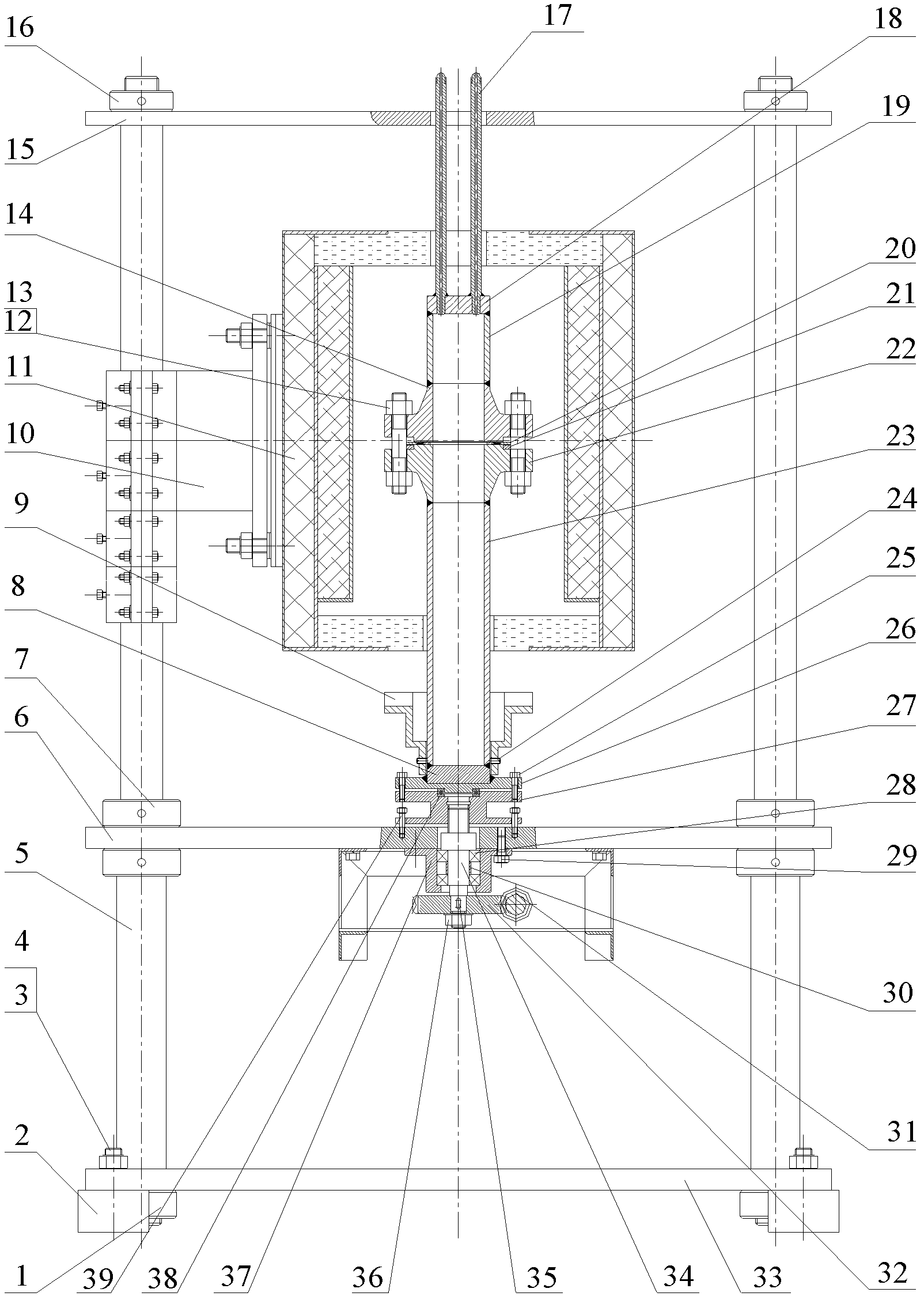 Testing device for testing creeping property of high-temperature integral flanged joint