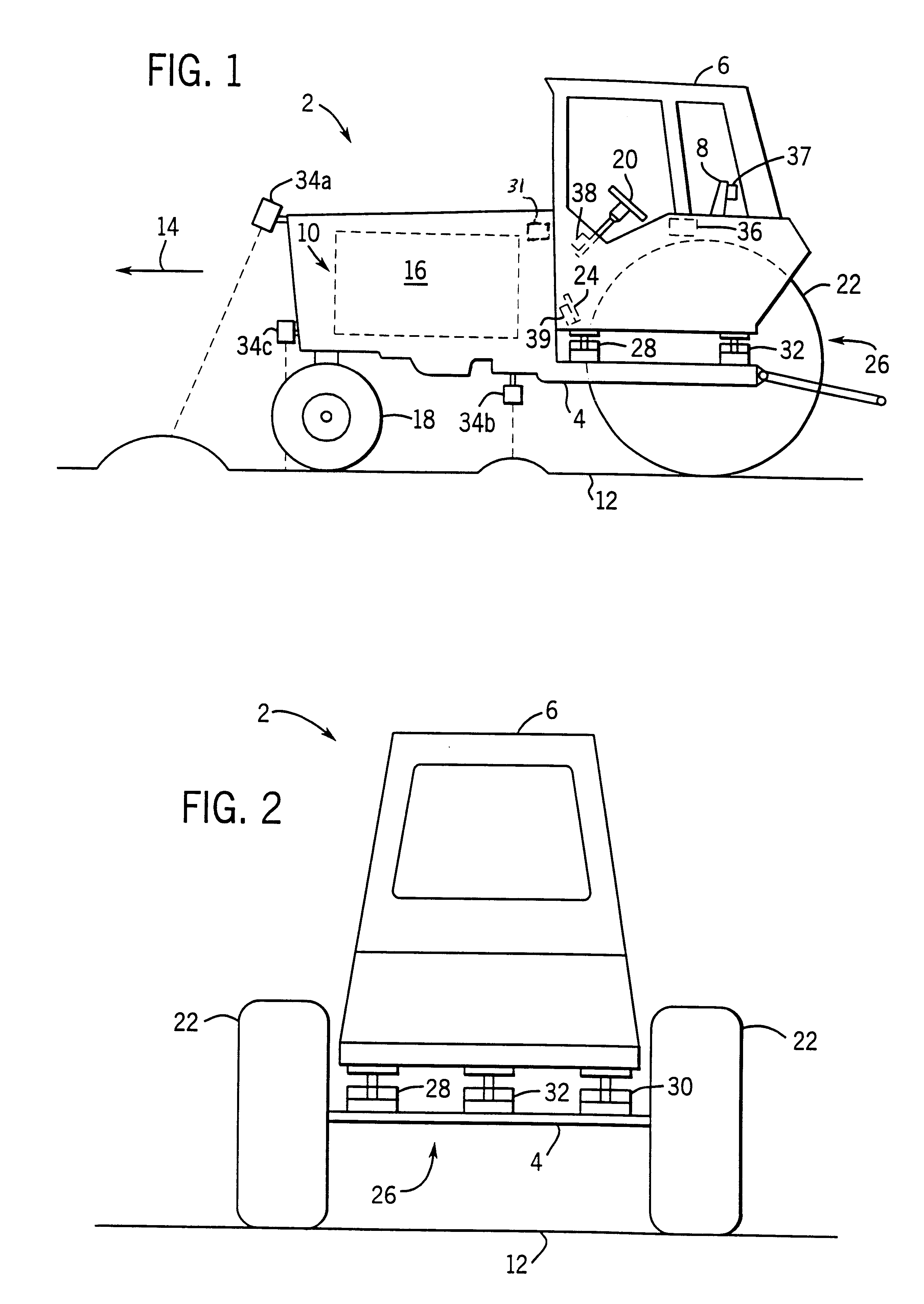 Apparatus for facilitating reduction of vibration in a work vehicle having an active CAB suspension system