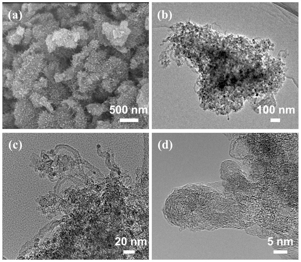 A kind of graphene-supported nitrogen-doped carbon nanotube composite material and its preparation and application