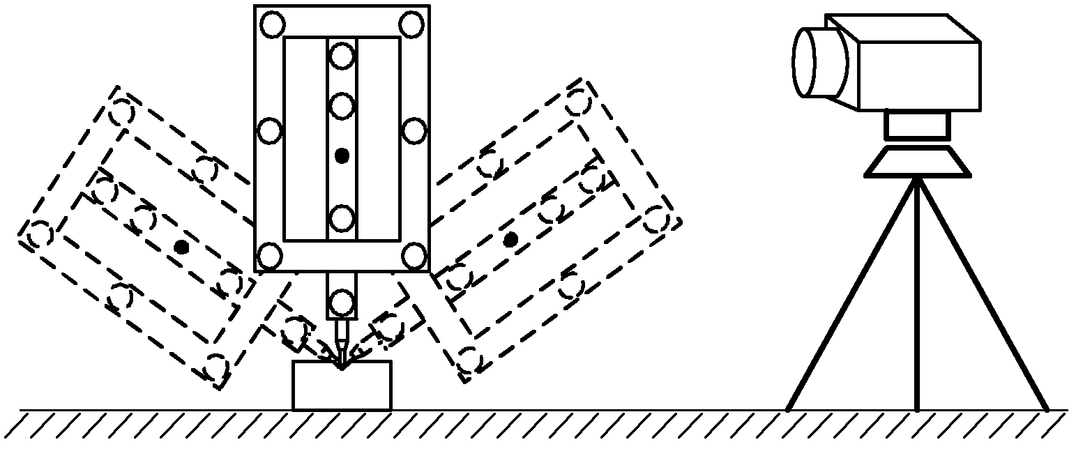 Calibration method for measuring head center position in light pen-type portable three-coordinate measuring system