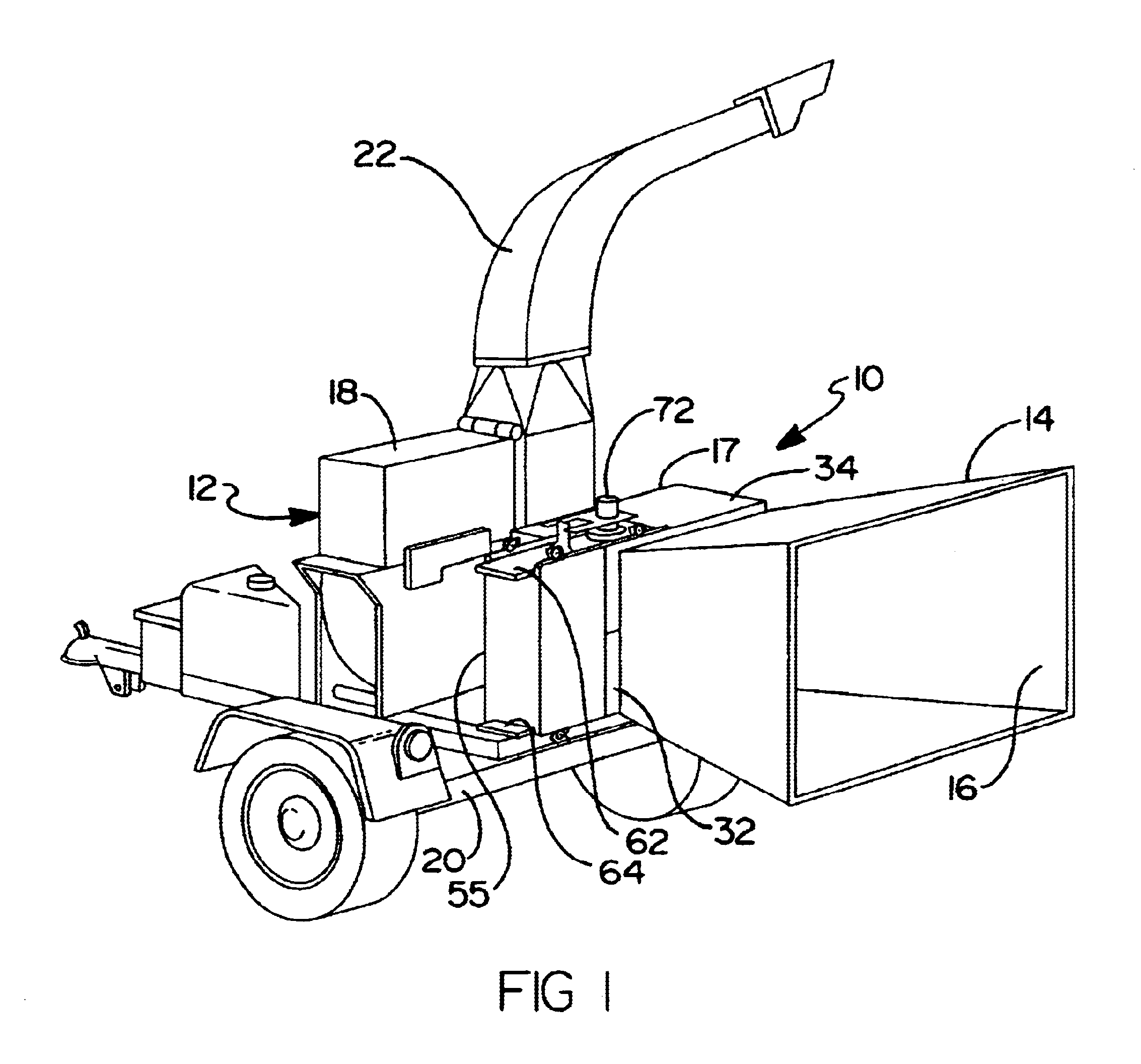 Side feed wheel assembly for wood chipper