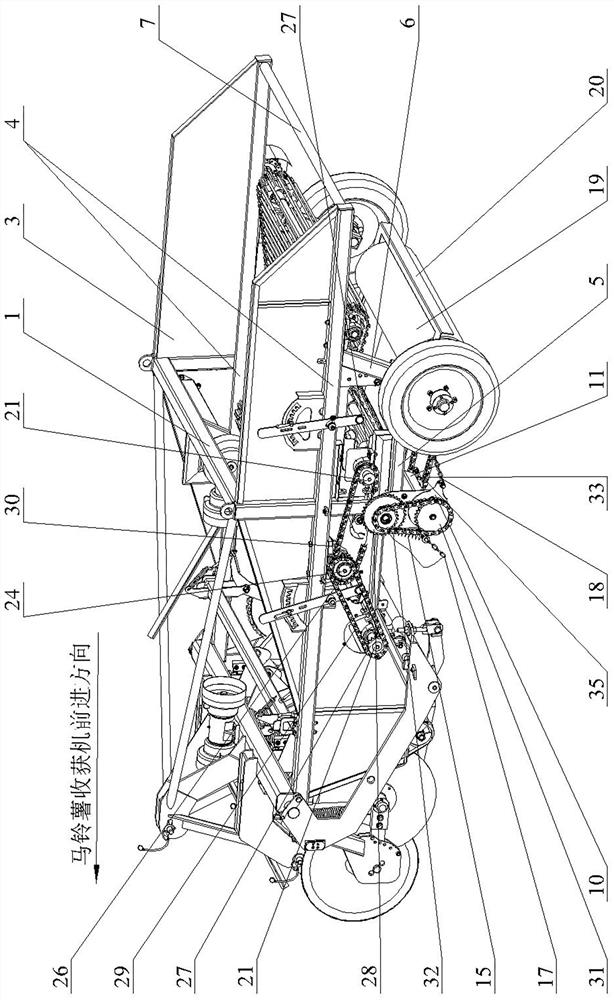 Double vibration separation potato harvester damage reduction laying gathering device