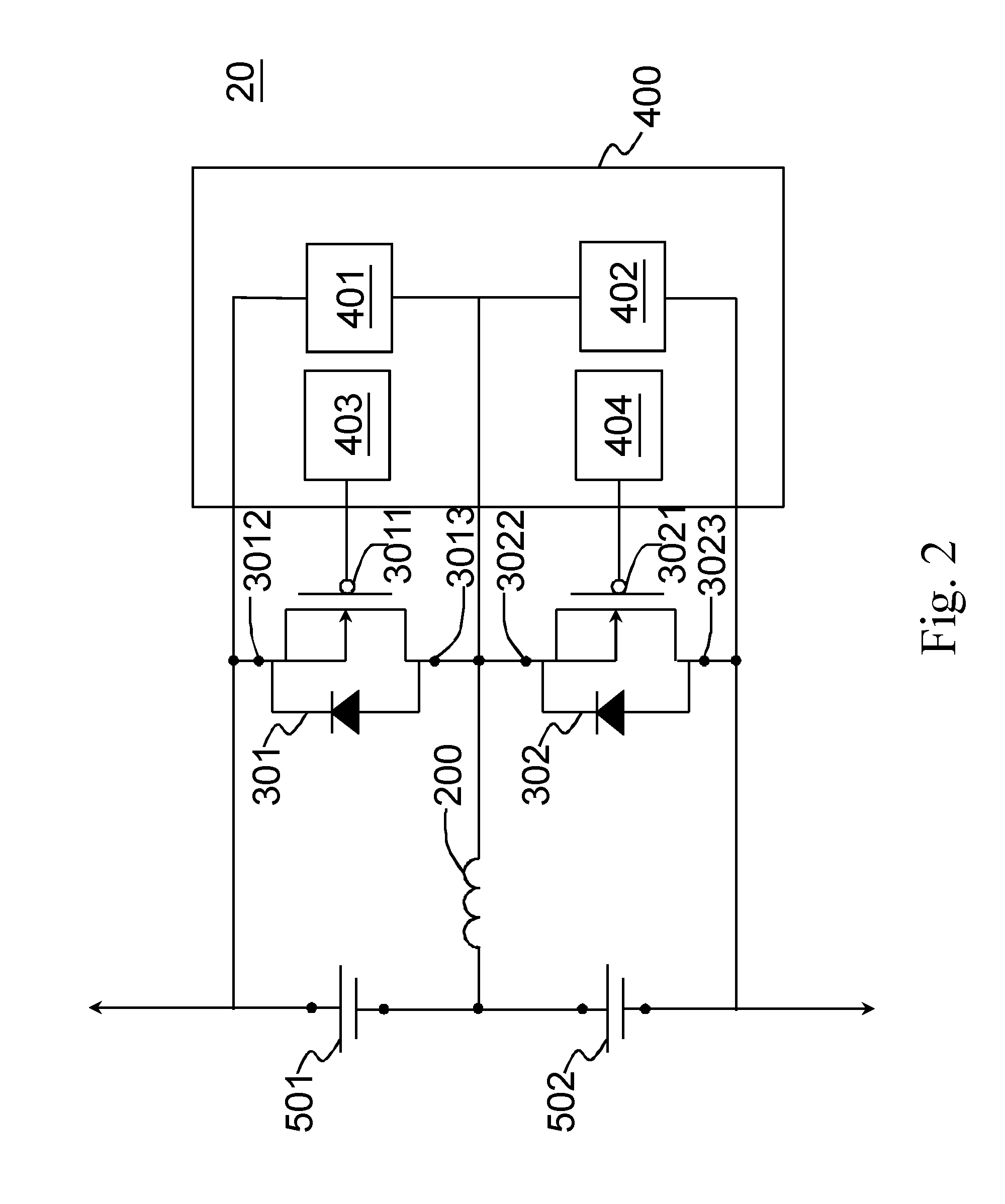 Power transfer circuit for achieving power transfer between stacked rechargeable battery cells