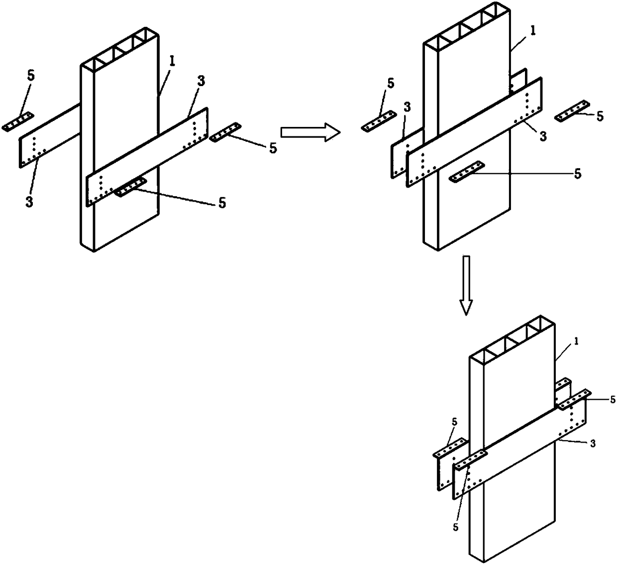 Multi-cavity steel pipe concrete composite column and steel beam bolt connection node and assembly method