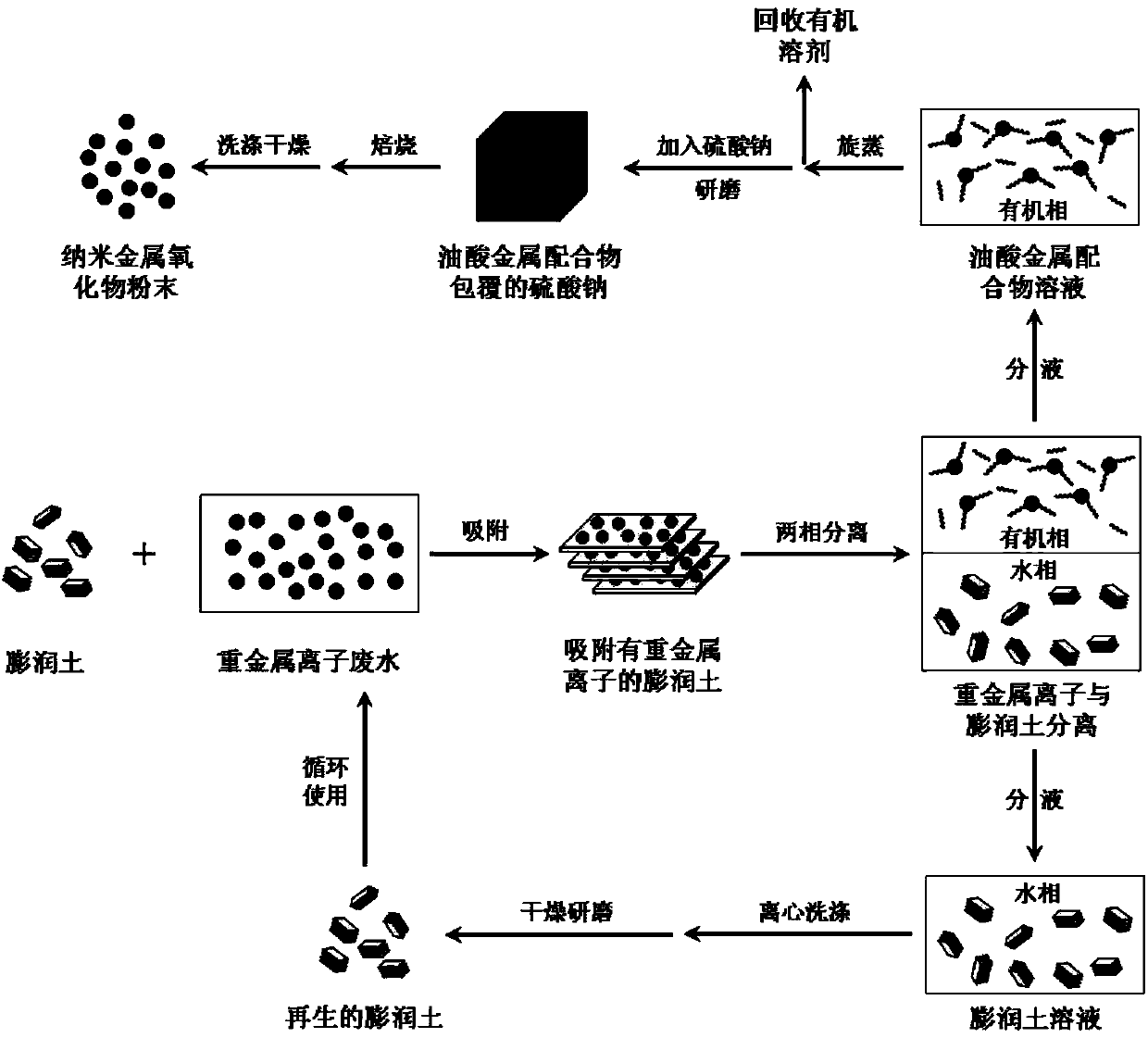 Metal ions adsorbed by bentonite and regenerating method thereof