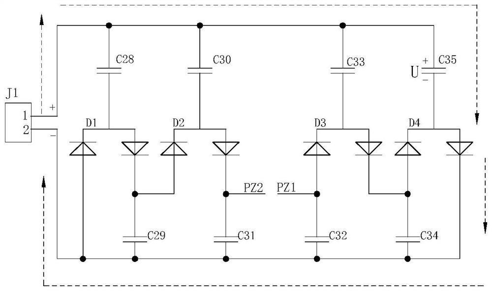 Electric energy collection circuit and electric energy collection method of wireless temperature measuring device