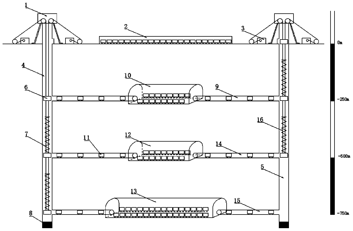 Gradient gravity energy storage system for abandoned mine well shaft and gangue after mining