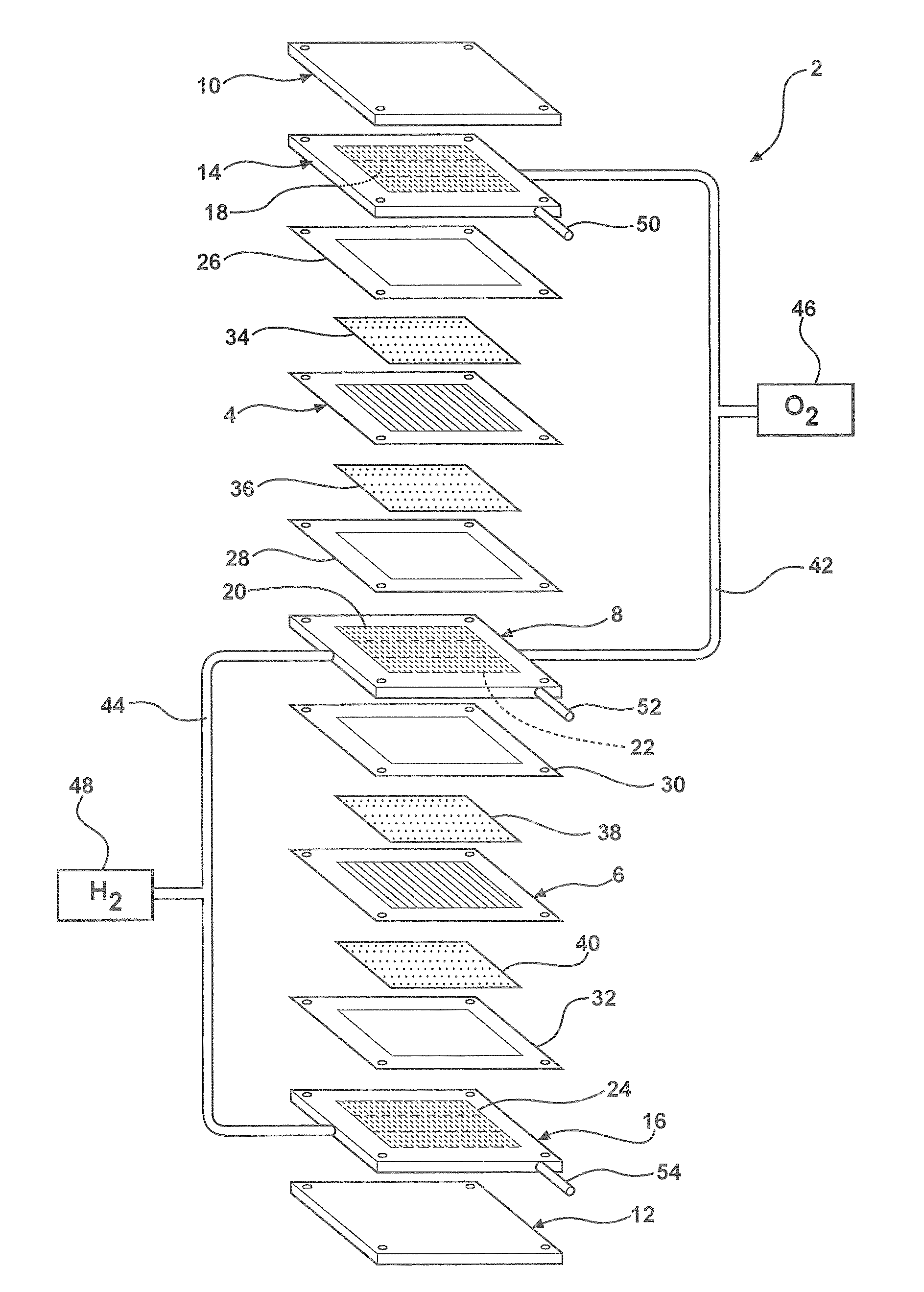 Water removal channel for PEM fuel cell stack headers