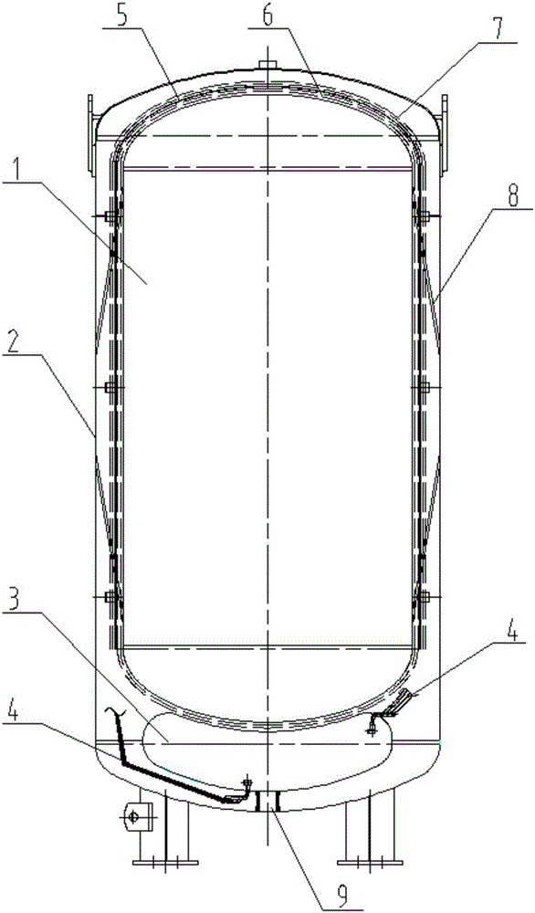 Vertical container used for storing low-temperature liquid