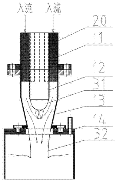 Free interface forming device and windowless spallation target system