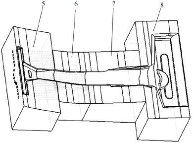 Forming method of variable strength hot stamped piece and die