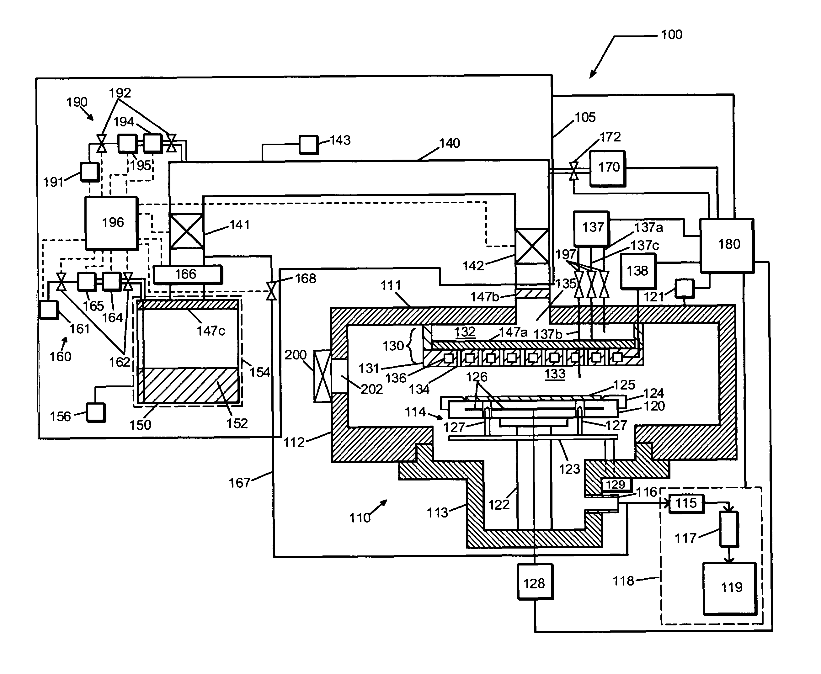 Method and apparatus for reducing particle contamination in a deposition system