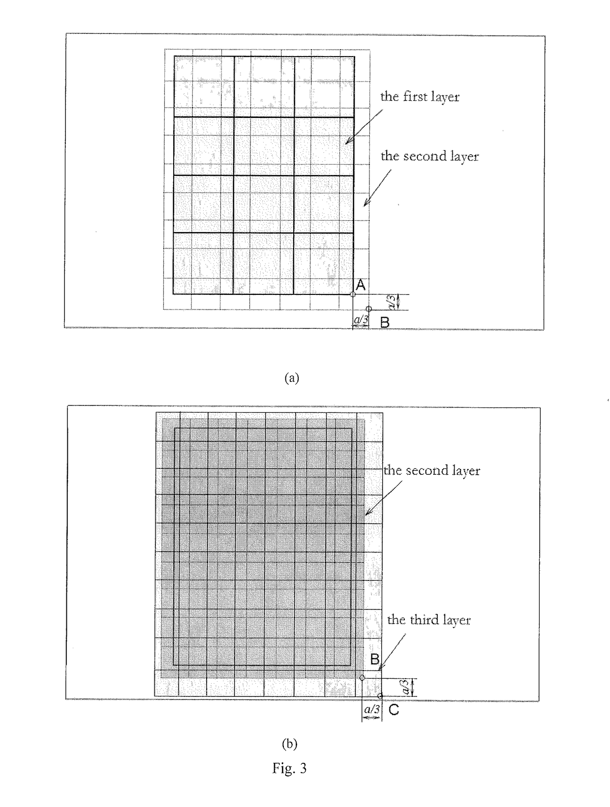 A kind of uniform strengthening methods of turbine blade subjected to varied square-spot laser shock peening with stagger multiple-layer