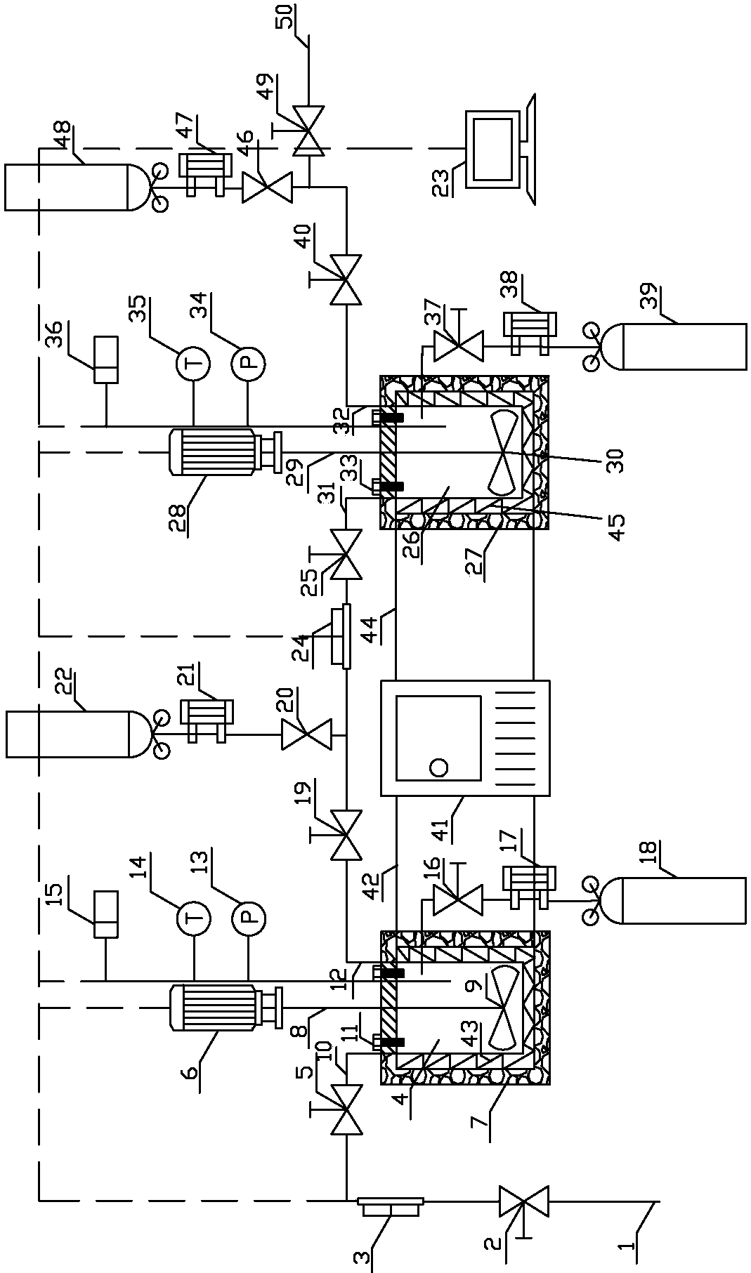 System device for lawfully gathering and separating CO2/CH4/N2 by using phase change ionic liquid water