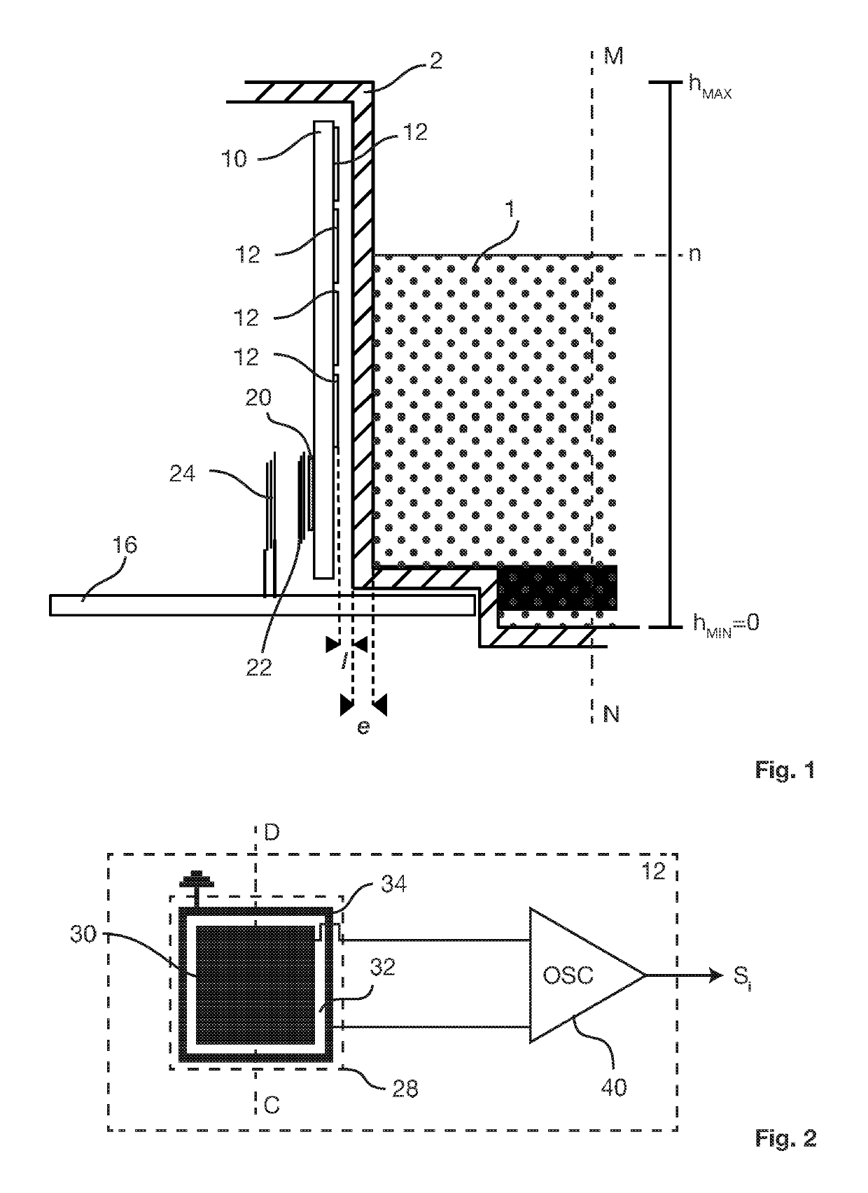 Device for contactless measurement of a level in a tank